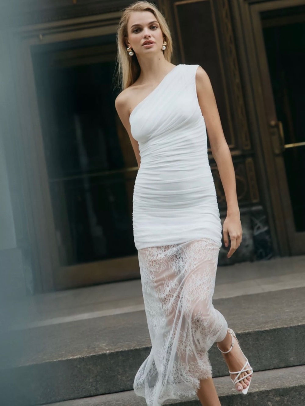 Shona Joy Martine Lace One Shoulder Maxi Dress